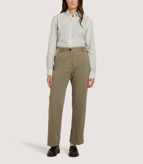 Purdey Women's Sage Cotton Linen Button Down Shirt