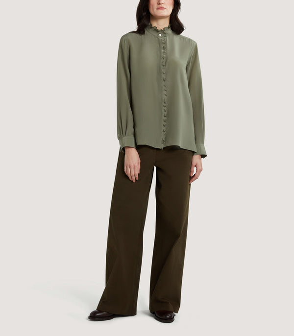 Purdey Women's Silk Pie Crust Shirt In Sage Green
