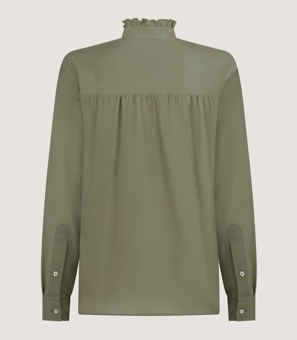 Purdey Women's Silk Pie Crust Shirt In Sage Green
