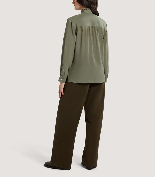 Purdey Women's Silk Pie Crust Shirt In Sage Green