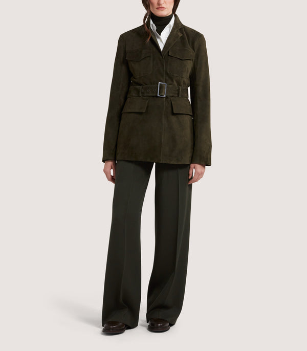 Purdey Women's Suede Wilton Jacket In Dark Olive