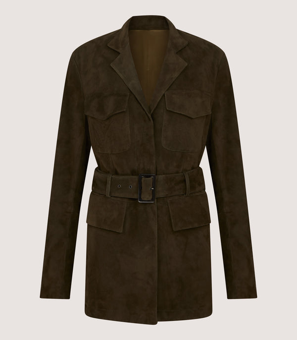 purdey Women's Suede Wilton Jacket in Dark Olive