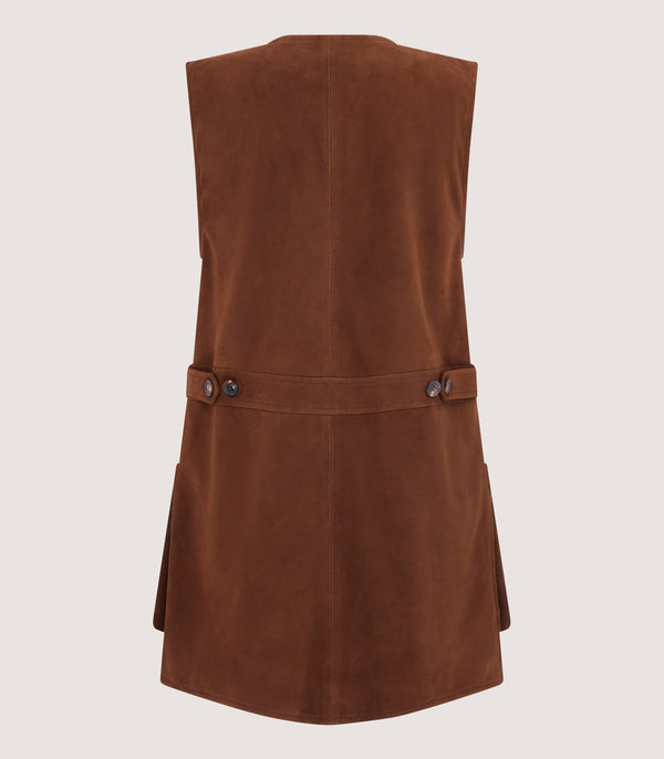 Purdey Women's Suede Zipped Sporting Vest In Tan