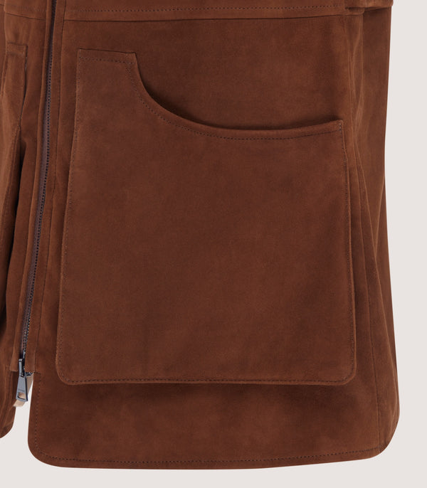 Purdey Women's Suede Zipped Sporting Vest In Tan