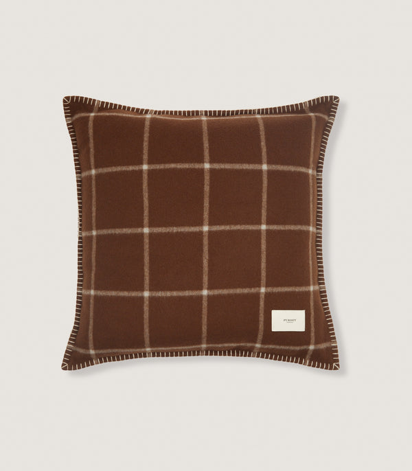 purdey Wool Cashmere Silk Cushion in Chocolate