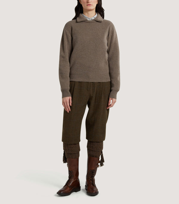 Purdey Women's Berkeley Shirt Collar Sweater In Taupe