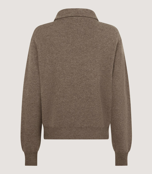 Purdey Women's Berkeley Shirt Collar Sweater In Taupe