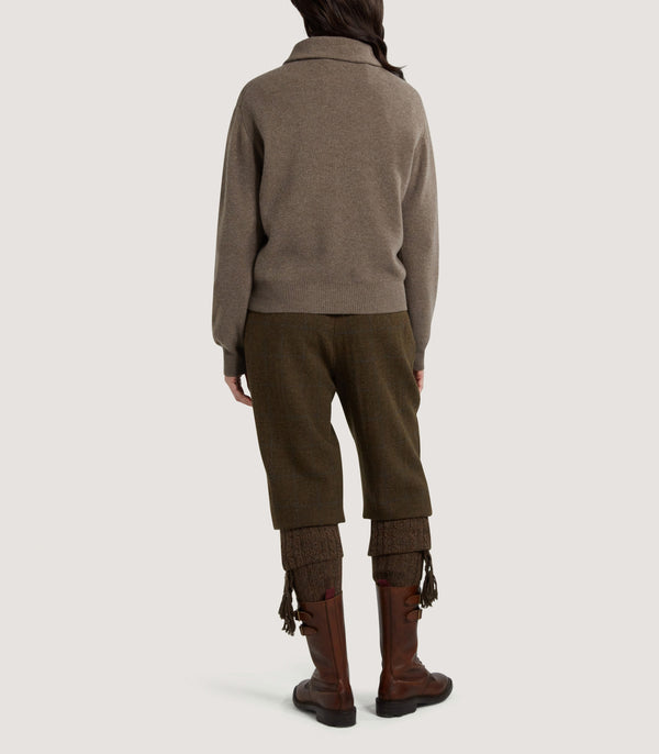 Purdey Women's Berkeley Shirt Collar Sweater In Taupe