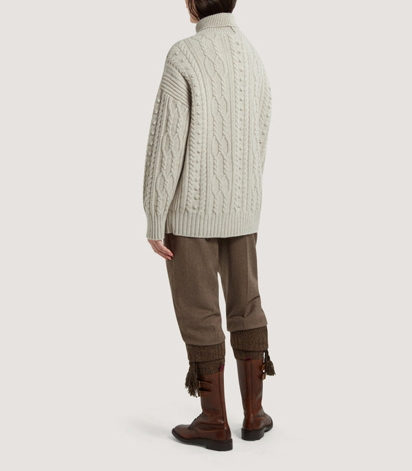 Purdey Women's Bruton Cable Knit Roll Neck Sweater In Oat