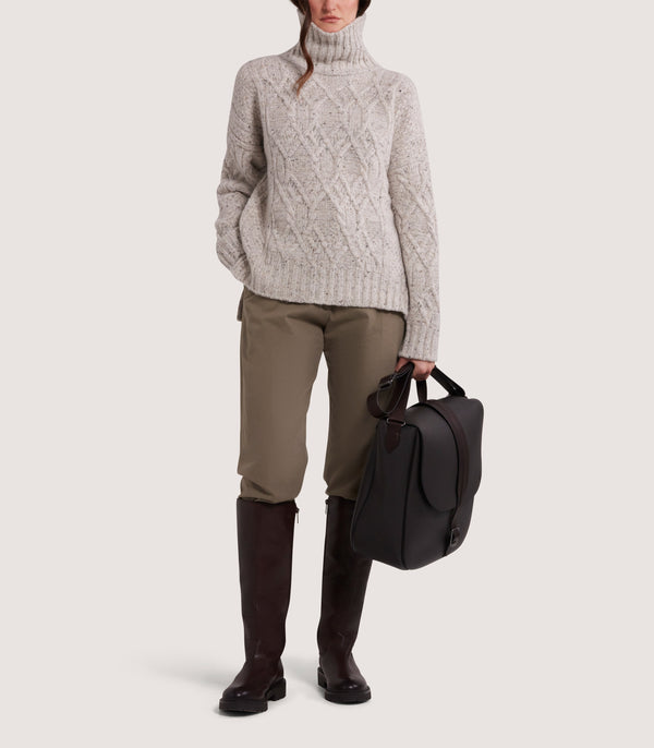 Purdey Women's Cashmere Donegal High Neck Tunic Sweater In Ivory