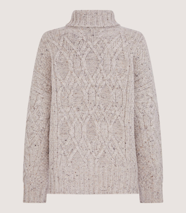 Purdey Women's Cashmere Donegal High Neck Tunic Sweater In Ivory