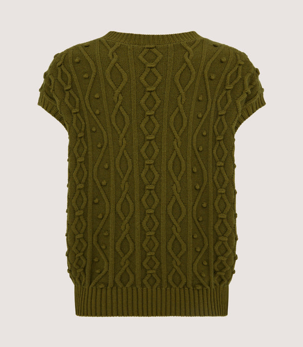 Purdey Women's Cotton Cashmere Aran Crew Neck Tank In Olive
