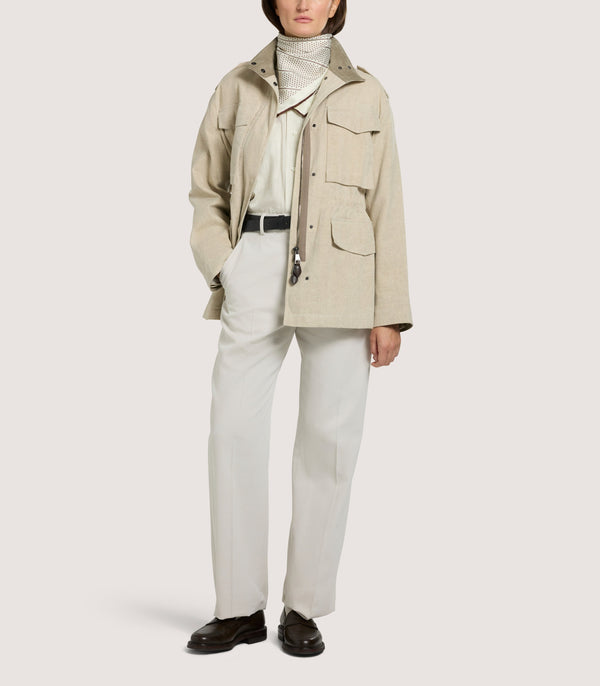 Purdey Women's Cotton Linen Field Jacket In Pale Stone