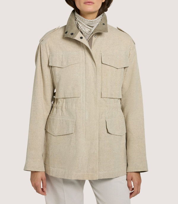 Purdey Women's Cotton Linen Field Jacket In Pale Stone