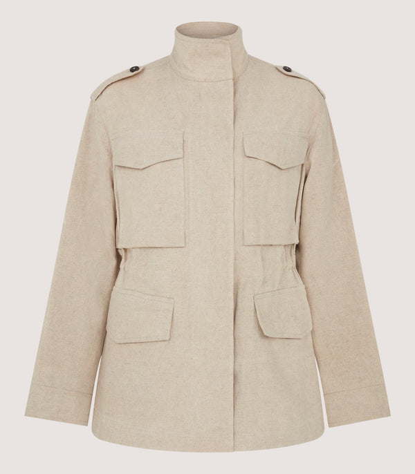 purdey Women's Cotton Linen Field Jacket in Pale Stone