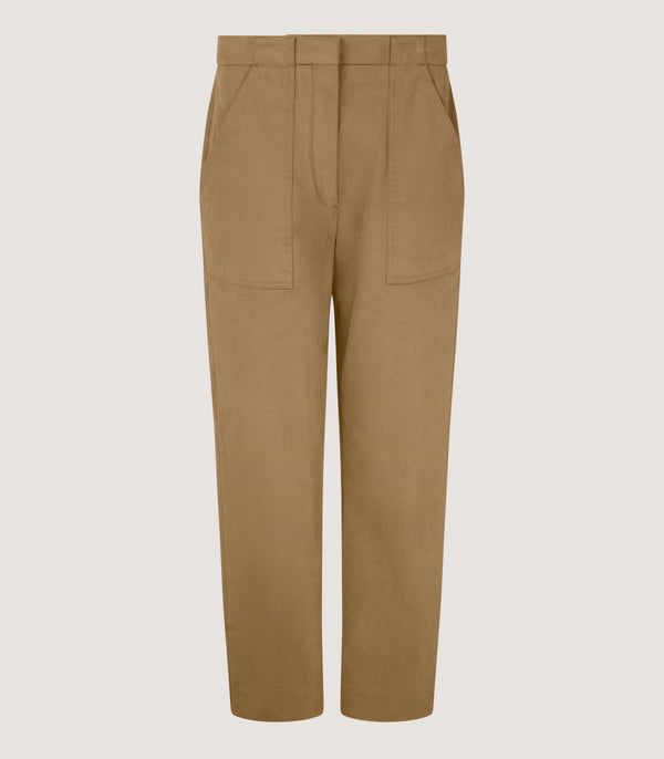purdey Women's Cotton Patch Pocket Trousers in Jute