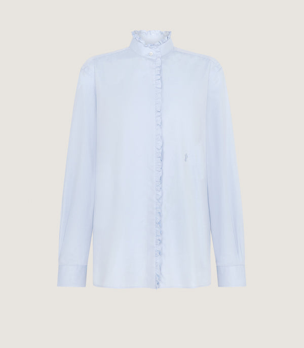 purdey Women's Cotton Pie Crust Shirt in Oxford Blue