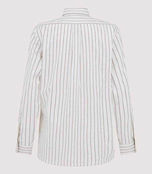 Purdey Women's Cotton Silk Stripe Shirt In Pale Stone