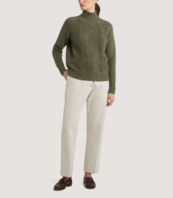 Purdey Women's Fifescar Cash Donegal High Neck Sweater In Loden