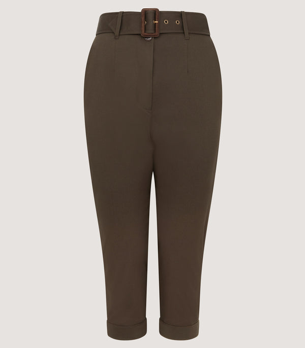 purdey Women's High Waisted Cotton Breeks In Dark Green