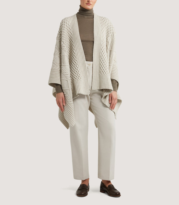 Purdey Women's Lammermuir Knitted Aran Cape In Ivory