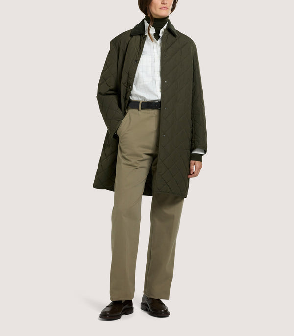 Purdey Women's Long Quilted Purdey Jacket In Dark Olive