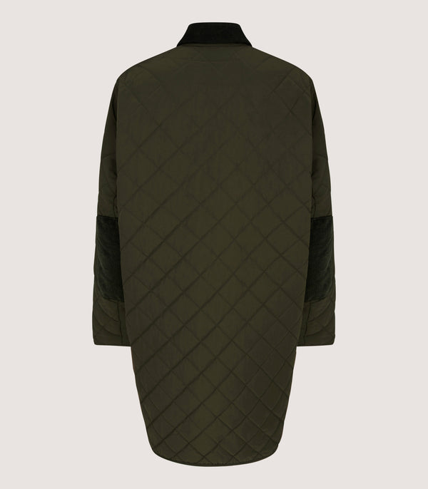 Purdey Women's Long Quilted Purdey Jacket In Dark Olive