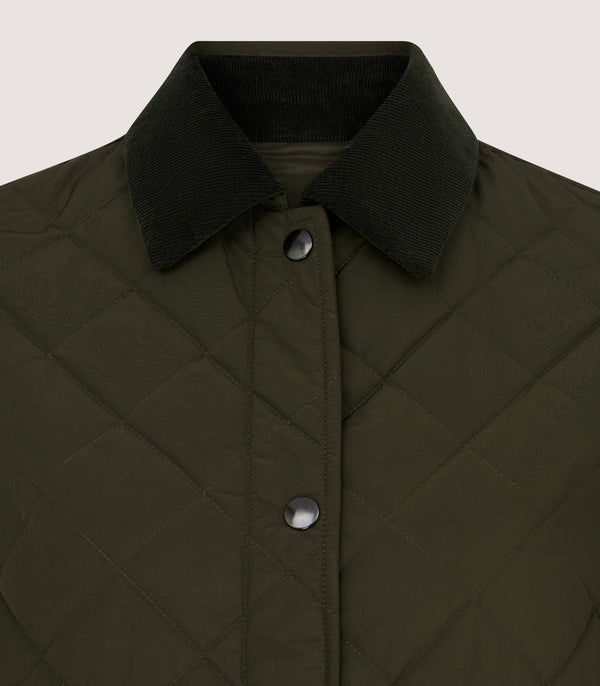 Purdey Women's Long Quilted Purdey Jacket In Dark Olive