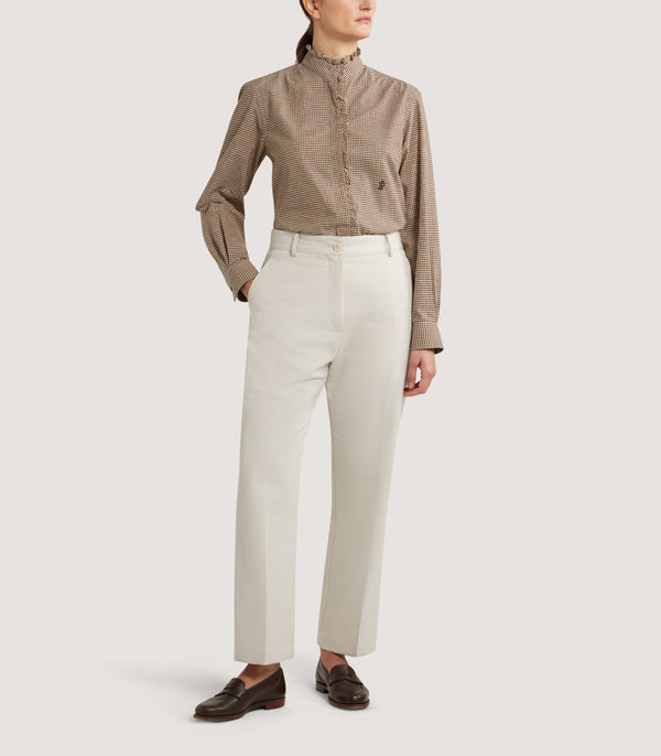 Purdey Women's Micro Check Cotton Pie Crust Shirt In Walnut