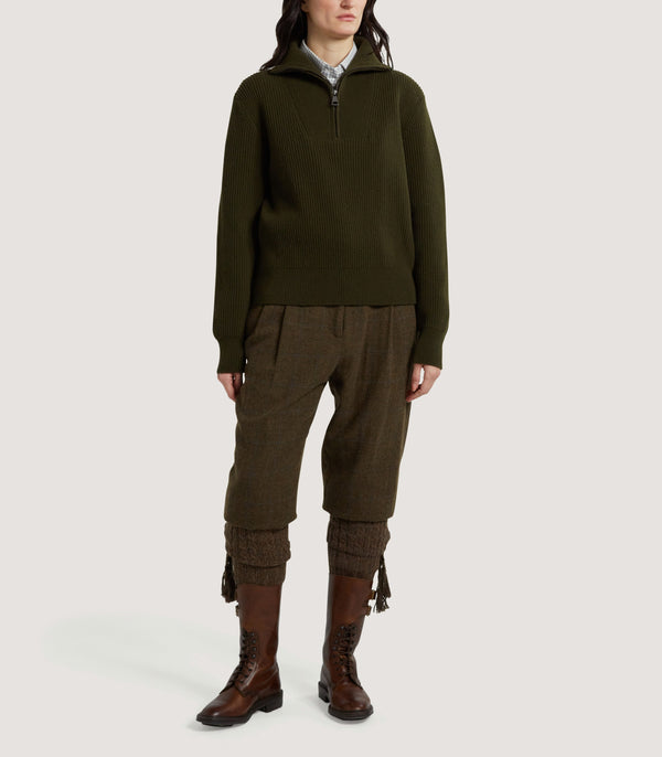 Purdey Women's Mill Funnel Neck Wool Sweater In Military