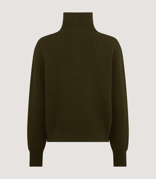 Purdey Women's Mill Funnel Neck Wool Sweater In Military