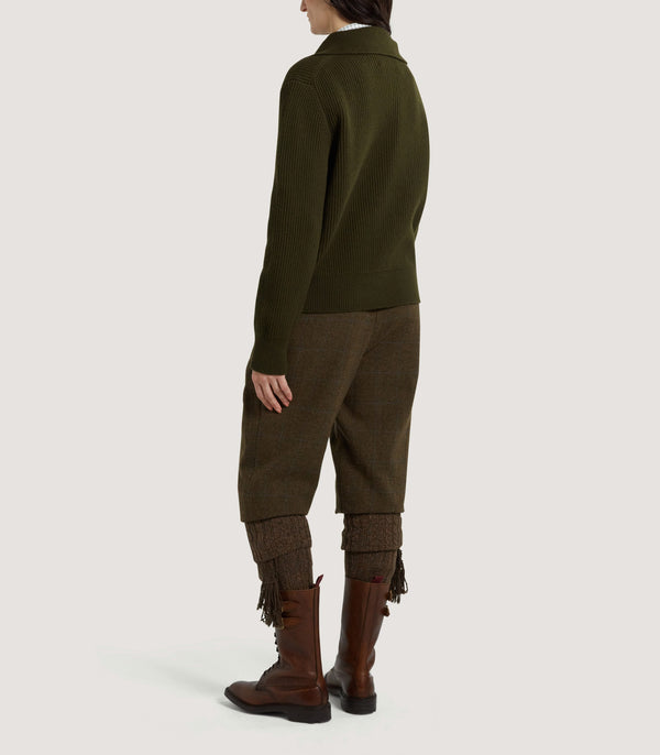 Purdey Women's Mill Funnel Neck Wool Sweater In Military