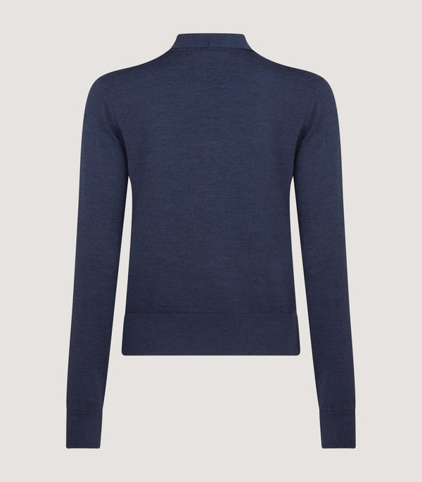Purdey Women's Newland Tie Neck Sweater In Denim Blue