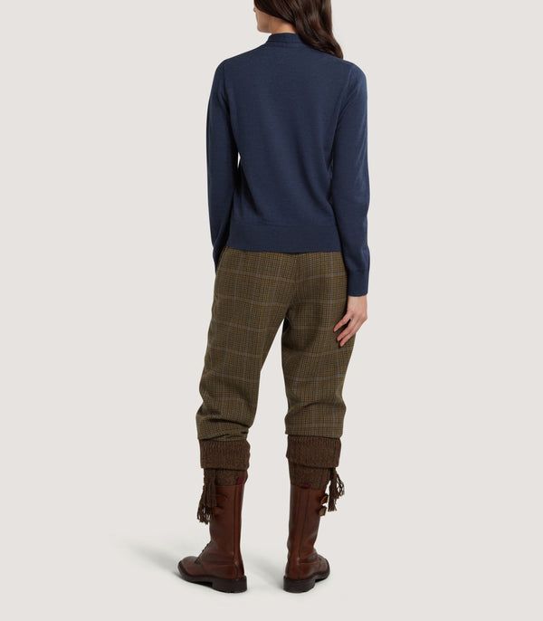 Purdey Women's Newland Tie Neck Sweater In Denim Blue