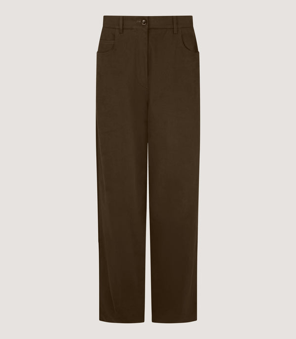 purdey Women's Straight Leg Seymour Trousers in Dark Olive