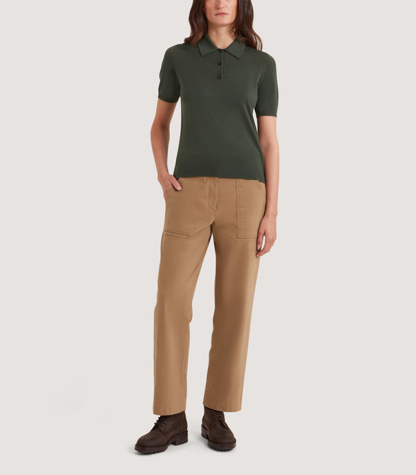 Purdey Women's Talla Knitted Short Sleeve Polo Shirt In Loden