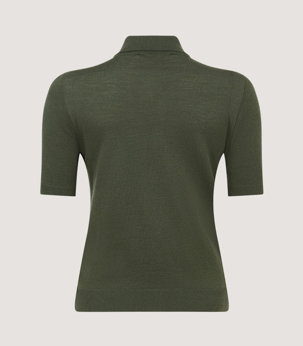 Purdey Women's Talla Knitted Short Sleeve Polo Shirt In Loden