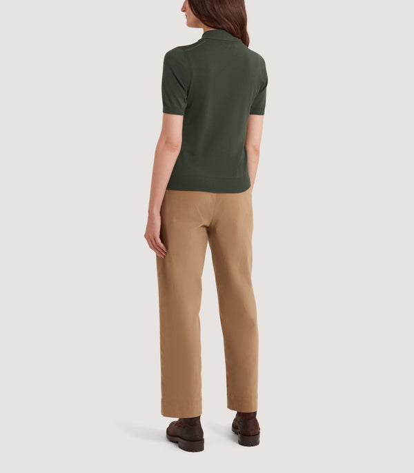 Purdey Women's Talla Knitted Short Sleeve Polo Shirt In Loden