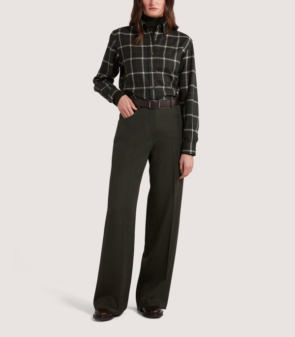 Purdey Women's Tartan Button Down Shirt In Dark Olive