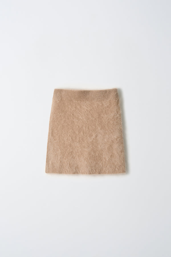 Pure Cashmere Nyc Brushed Cashmere Mini Skirt_Camel