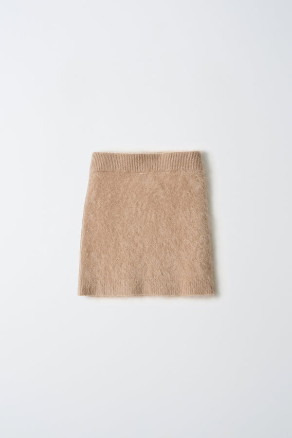 Pure Cashmere Nyc Brushed Cashmere Mini Skirt_Camel