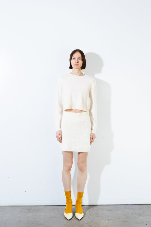Pure Cashmere Nyc Brushed Cashmere Mini Skirt_Ivory