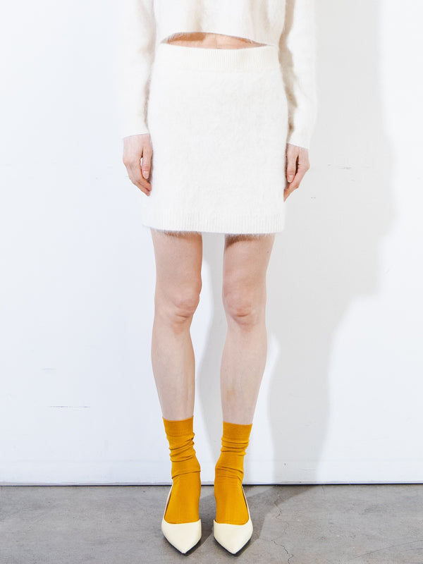 pure cashmere nyc Brushed Cashmere Mini Skirt_Ivory