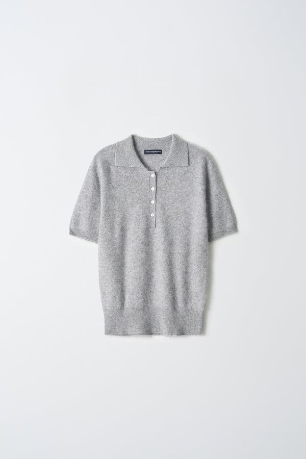 Pure Cashmere Nyc Brushed Polo Shortsleeve_Grey Pearl