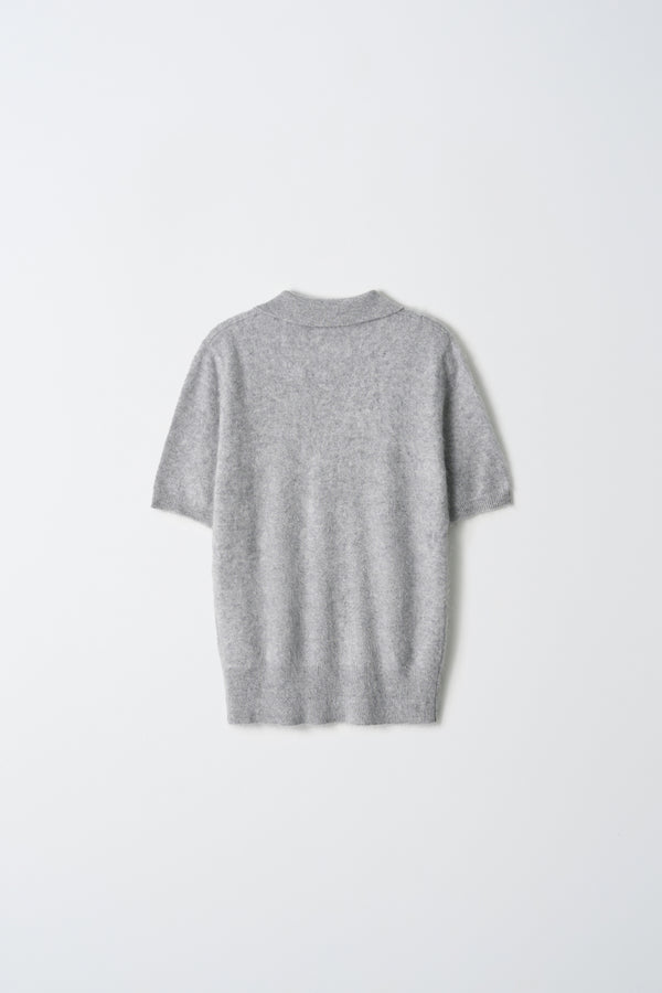Pure Cashmere Nyc Brushed Polo Shortsleeve_Grey Pearl