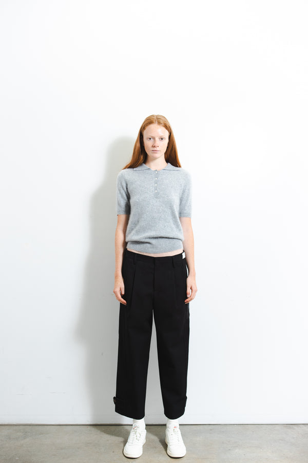 Pure Cashmere Nyc Brushed Polo Shortsleeve_Grey Pearl