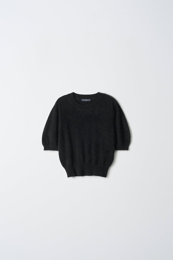 Pure Cashmere Nyc Brushed Puff Shortsleeve Top_Black