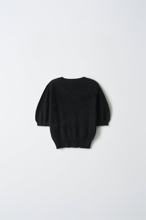 Pure Cashmere Nyc Brushed Puff Shortsleeve Top_Black