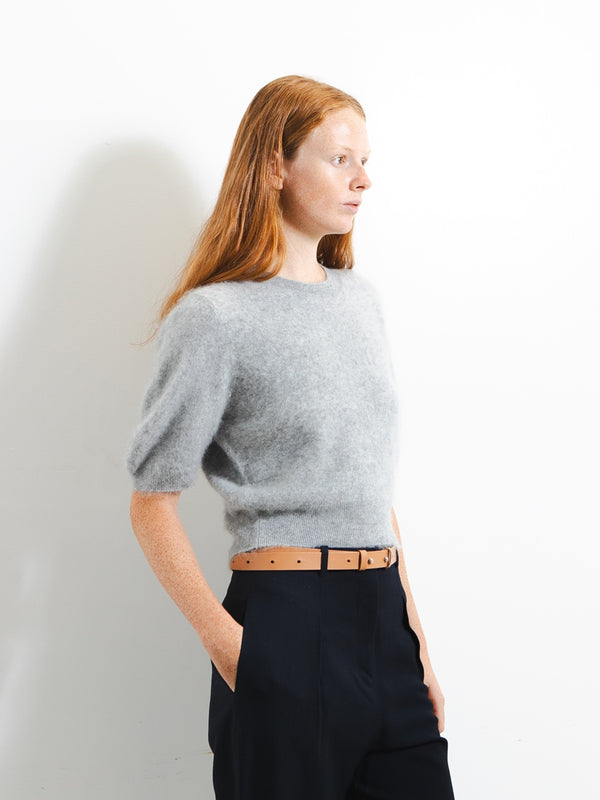 pure cashmere nyc Brushed Puff Shortsleeve Top_Grey Pearl