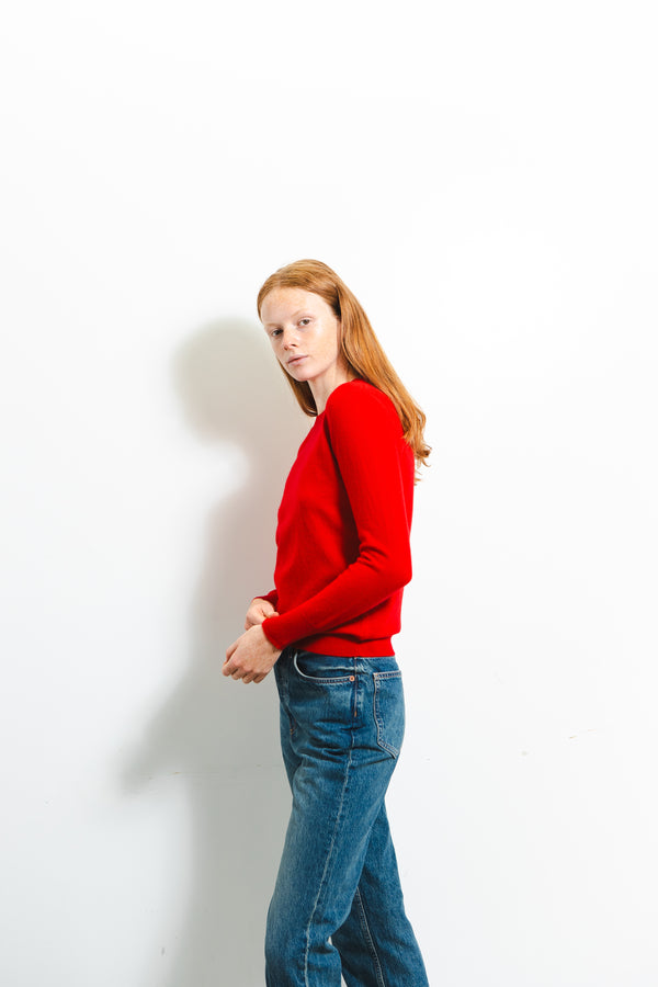Pure Cashmere Nyc Classic Crew Neck Sweater_Chili Red